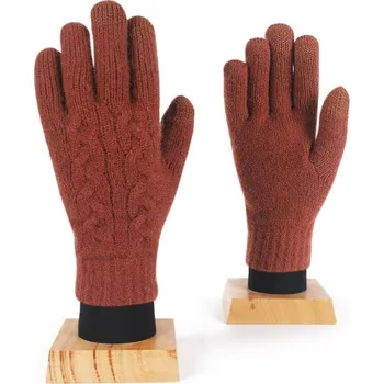 Rukavice Zimní dámské/pánské teplé rukavice s pleteným vzorem Barva: S128 karamelová