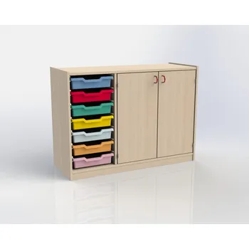 Komoda TVAR v.d. Klatovy Skříňka se 2 dvířky vpravo a 7 plastovými zásuvkami