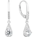 Stříbrné náušnice visací se zirkonem bílá slza 11305.1