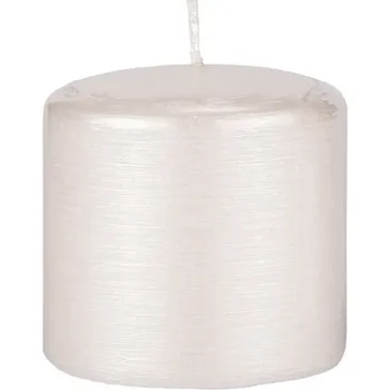 Svíčka Svíčka válec Kontury drátkovaný motiv 70x70 mm - metalická bílá