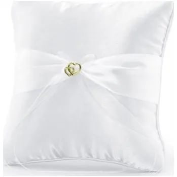 Svatební dekorace Bílý polštářek se srdíčky - na prstýnky