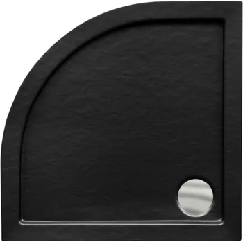 Sprchová vanička Besco Čtvrtkruhová akrylátová sprchová vanička ARON NEW SE HR 80x80 (90x90) B SlimLine Stone Effect Rozměry (cm): 80x80