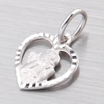 Přívěsek Přívěsek bílé zlato 585 srdce s andělem 237-0120