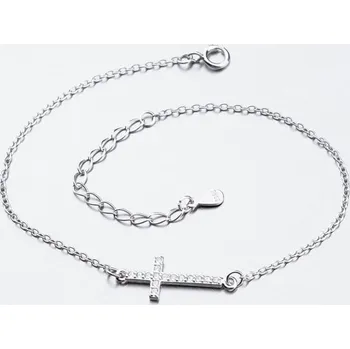 Oblečení a móda Dámský náramek stříbro 925 zirkon křížkem BST-14356 délka 18 cm