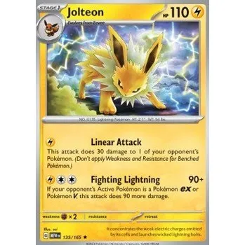 Karetní hra Pokémon MEW 135/165 Jolteon - 151 Stav: Near Mint, Verze: HOLO