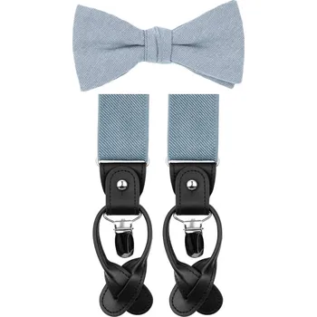 Kravata Bubibubi Motýlková sada Dusty Blue s kšandami