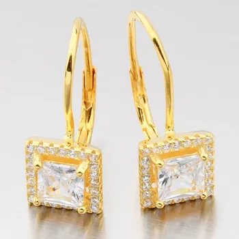 Šperk Dámské náušnice stříbro 925 zirkon visací zlacené zlacený UCST-122783/G