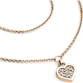 Šperk Dámský náhrdelník růžové zlato 585/1000 přírodní diamant 0.096 ct G/SI srdce s brilianty 10881-NH01A-CV délka 42 cm