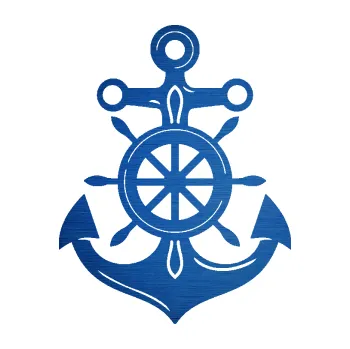 Samolepící dekorace SAMOLEPKA Kotva 005 pravá s kormidlem (65 - škrábaný kov modrý) NA AUTO, NÁLEPKA, FÓLIE, POLEP, TUNING, VLASTNÍ TEXT, TISK, AUTOSAMOLEPKY.cz, POLEPY, OBRÁZEK, LOGO, SAMOLEPKY