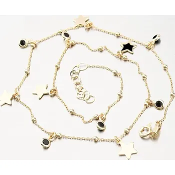 Náhrdelník Dámský náhrdelník stříbro 925 krystaly zlacený s a hvězdičkami N2001375-2120-SLX délka 42 cm