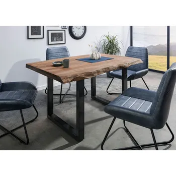 Jídelní stůl Jídelní stůl Palisandr 160x90x77 šedě mořený / U-nohy antracit lesklýMETALL 5