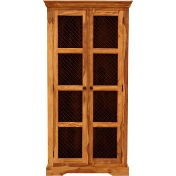 Knihovna Indický nábytek - Vitrína Jali 100x200x45 z indického masivu palisandr Světle medová