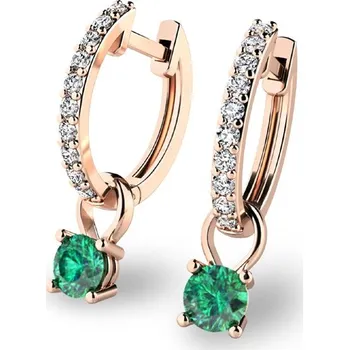 Náušnice Dámské náušnice růžové zlato 585/1000 přírodní diamant 0.300 ct G/SI briliantové se smaragd 10863-CV-DIA-SMA
