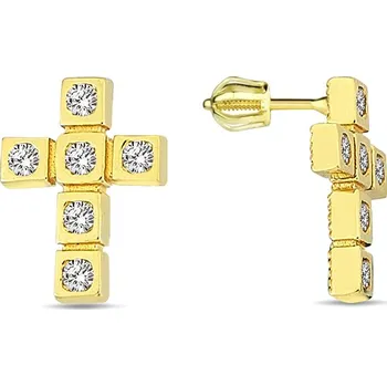 Náušnice Lillian Vassago Zlaté peckové náušnice křížky se zirkony LLV98-GER001