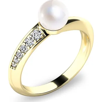 Oblečení a móda Dámský prsten přírodní diamant 0.158 ct bílá perla a brilianty 140011-ZL-FW-DIA velikost 58