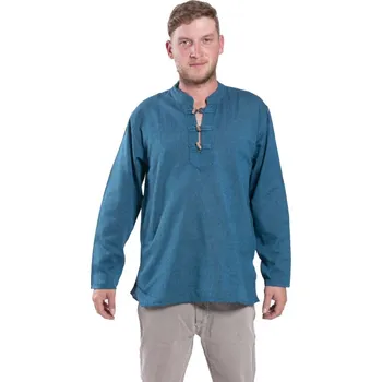 Pánská košile Košile Nepál / ETNO KURTA petrolejově modrá XL