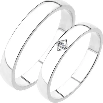 Prsten Snubní prsteny bílé zlato 585 zirkon 0.025 ct SP-204B