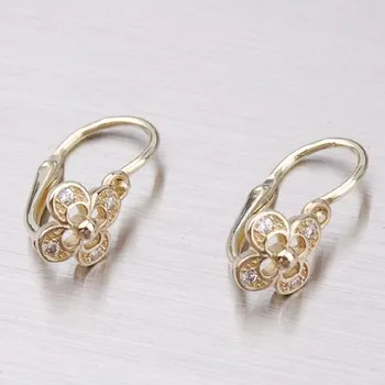 Náušnice Dětské náušničky žluté zlato 585 zirkon - kytičky 52DN-2200ZB