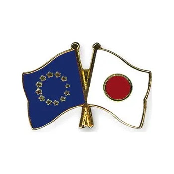 Odznak (pins) 22mm vlajka EU+Japonsko - barevný