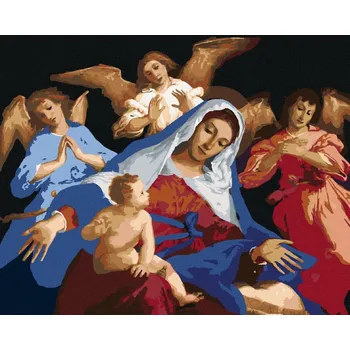 Diamondi Diamantové malování - MARIE A JEŽÍŠ A ANDĚLÉ Rozměr: 40x50 cm, Rámování: bez rámu a bez vypnutí plátna