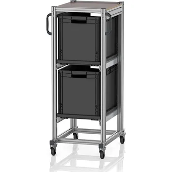 paleta ESD systémové přepravní podvozky pro euro přepravky 60 x 40 Výška 134 cm 71,8 x 50 x 134,6 cm - Dopravní černá - materiál: Aluminium / Stahl / Kunststoff / MPX - ESD SE 134 6442.2