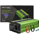 Qoltec Pure Sine Wave | s integrovanou nabíječkou baterií | UPS | 300W | 600W | 12V na 230V (Qoltec Pure Sine Wave | s integrovanou nabíječkou baterií | UPS | 300W | 600W | 12V na 230V)