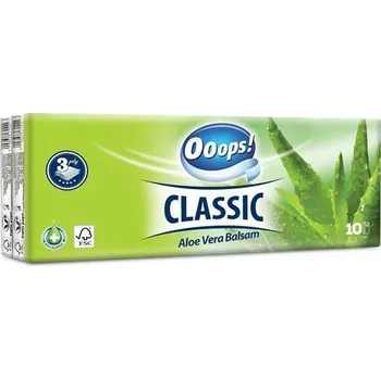 Papírový kapesník OOOPS Kapesníky, 3-vrstvé, 10x10ks, "Ooops! Classic", aloe vera