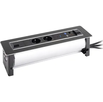 Elektrická zásuvka VersaTurn elektrická zásuvka 2x 230V FR, USB A/C, 1x RJ45, HDMI, černé sklo (VersaTurn elektrická zásuvka 2x 230V FR, USB A/C, 1x RJ45, HDMI, černé sklo)