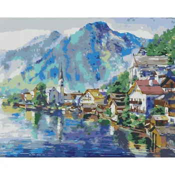 Hračka Diamondi Diamantové malování - KRAJINA RAKOUSKÉ VESNICE Rozměr: 40x50 cm, Rámování: bez rámu a bez vypnutí plátna