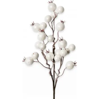 umělá květina Větvička perleťově bílých jeřabin - 31 cm