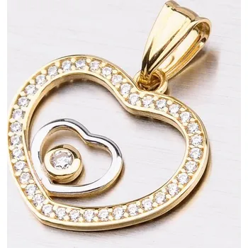 Přívěsek Dámský přívěsek žluté zlato 585 zirkon ve tvaru srdce 13-225
