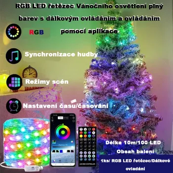 Dekorativní svítidlo RGB LED řetězec Vánoční osvětlení