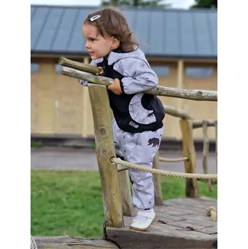 Chlapecká bunda Yháček Softshellová bunda Yháček, podzim, Lesní zvěř na šedé Velikost: 98