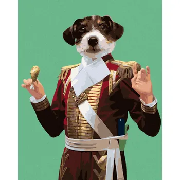 Diamondi Diamantové malování - KRÁLOVSKÝ PES A KUŘECÍ STEHÝNKO Rozměr: 40x50 cm, Rámování: vypnuté plátno na rám