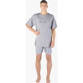 Pánské pyžamo Pánské pyžamo krátké 79154P šedé vel.4XL - Gina