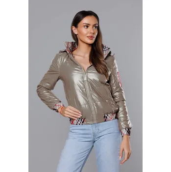 Dámská cargo bunda Krátká béžová bunda pro ženy s ozdobným lemováním 40B SWEST, odstíny béžové XXL (44) i392_21497-48