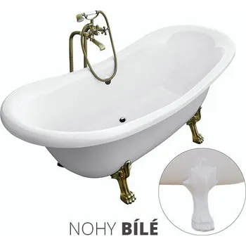 Vana Besco Volně stojící vana ze sanitárního kompozitu Amelia 190x77 s přepadem Typ a barva výpustě: bez odpadového sifonu, Barva podpěrných nožek: Bílá