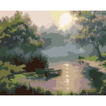 Hračka Diamondi Diamantové malování - LOĎKY V PODZIMNÍM ÚSVITU Rozměr: 40x50 cm, Rámování: bez rámu a bez vypnutí plátna