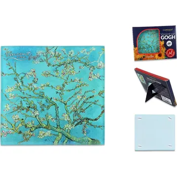 Carmani® Carmani - Skleněné prostírání pod hrnek V. van Gogh, Kvetoucí mandle v dárkovém balení - 10,5*10,5 cm