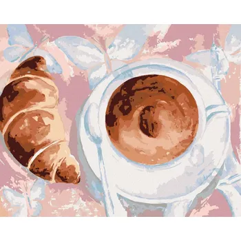 Hračka Diamondi Diamantové malování - KÁVA A CROISSANT V PAŘÍŽI Rozměr: 40x50 cm, Rámování: bez rámu a bez vypnutí plátna