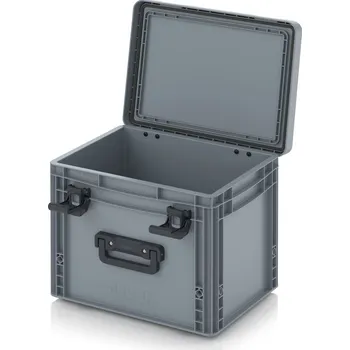 paleta Euro přepravka s víkem s panty Pro 41,1 x 32,8 x 33,6 cm, zavřená - Stříbrošedá - materiál: PP - EDP 43/32 HG 1G