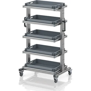 paleta Systémový přepravní vozík pro euro přepravku 60 x 40, výška 134 cm, bez výsuvu 83,4 x 55 x 134,6 cm - materiál: Aluminium / Stahl / Kunststoff / MPX - EG SW 134-1 6475