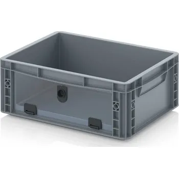 paleta Skladové otevřené přepravky V euroformátu s průhlednou deskou z akrylového skla 40 x 30 x 17 cm - Stříbrošedá - materiál: PP - EG SKL 43/17 HG