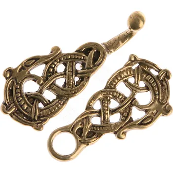 Brass Buckles Vikinské háčkové zapínání Kaftanu Midgard ve stylu Urnes, 1250 -1500