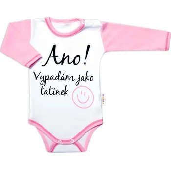 Body dlouhý rukáv s vtipným textem Baby Nellys, Ano! Vypadám jako tatínek, holka, Velikost koj. oblečení 56 (1-2m)