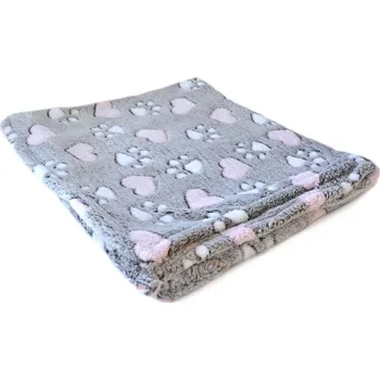 Pelíšek pro psa PETSY Deka tlapky a srdíčka 70x60cm