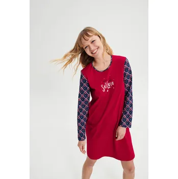 Dámská noční košile Vamp - Noční košile s dlouhým rukávem 19441 - Vamp red crimson S