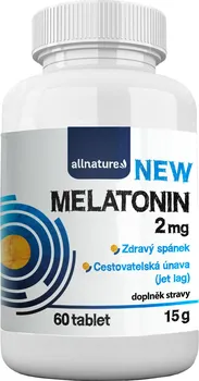 Přípravek na podporu paměti a spánku Allnature Melatonin 2 mg 60 cps.