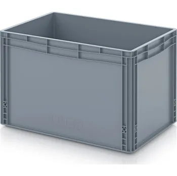 paleta Euro přepravky uzavřené 60 x 40 x 42 cm, držadla zavřená - Stříbrošedá - materiál: PP - EG 64/42 HG