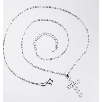 Náhrdelník Dámský náhrdelník stříbro 925 zirkon křížkem SST-151033 délka 45 cm